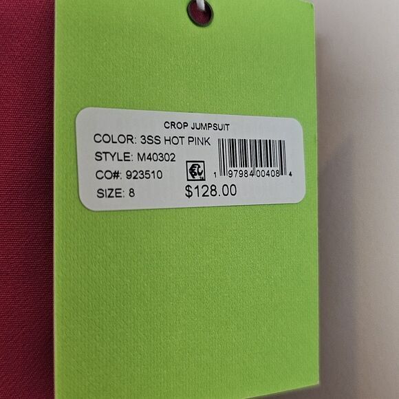 Sam Edelman Women's Hot Pink‎ V-Neck Wide Leg Tie Waist Crop Jumpsuit Size 8 NEW - Picture 6 of 12